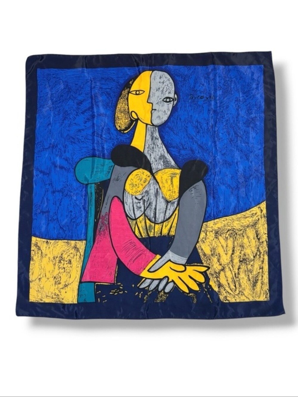 PABLO PICASSO Square Scarf Art Print “Femme Assise” VINTAGE